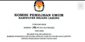 Pengumuman Perekrutan Calon Anggota PPS se- Kabupaten Rejang Lebong