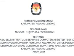 Pengumuman Daftar Nama Calon PPK Rejang Lebong Lulus Tes Tertulis CAT